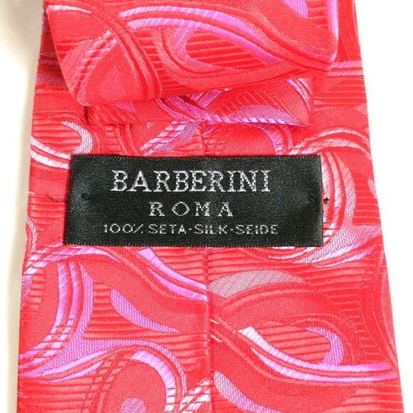 Barberini Roma Men's Silk Tie Red Paisley Woven 3.25 wide 58 Length Necktie - Picture 2 of 7